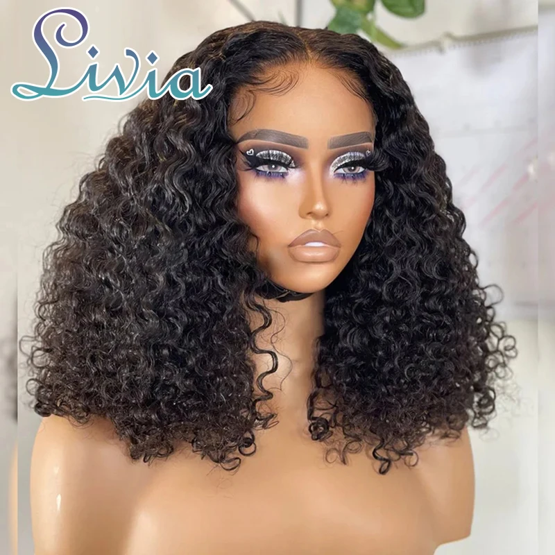 Curly Short Bob Wigs 250% Density 13X4 Lace Front Human Hair Wig Water Wave Lace Front Wigs Human Hair Loose Deep Wave Bob Wigs