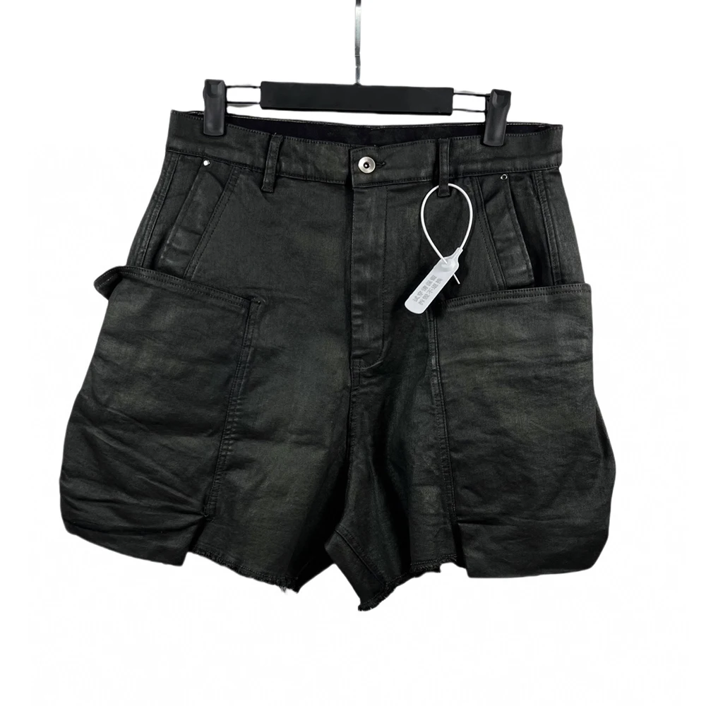 24SS High Street Fashion Dark Ro Style Cargo Washed Denim Shorts Men's Cargo Pockets Casual Loose Jean Shorts Pants