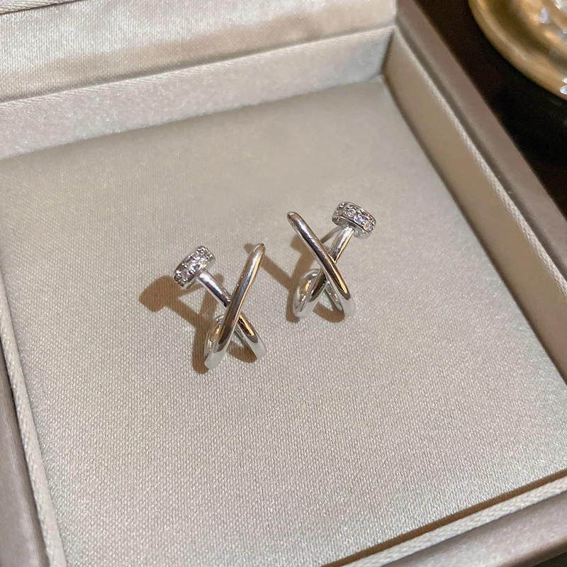 Einfache geometrische Kreuzung Nagel Ohrstecker modische zierliche Ohrringe für Frauen Mädchen Party Hochzeit Schmuck Geschenke – Detail 7