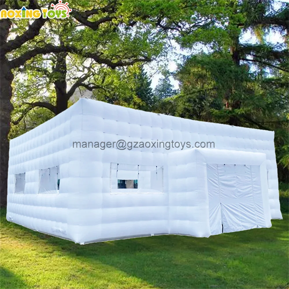 

Outdoor Laege LED LIght White Inflatable Square Night Cube Party Tent With 1 Door For Carnival Advertising Decoration Event