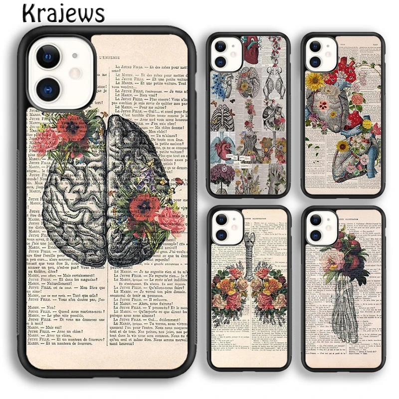 Medical Human Organs Brain Kidney Art Phone Case Cover For iPhone 16 15 14 plus XS XR 11 12 mini 13 pro max Fundas