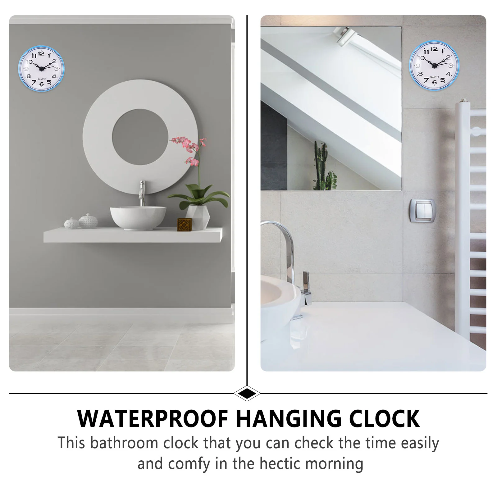 Cup Sucker Clock Bathroom Alarm Kitchen Digital Timer White Operated Wall Office