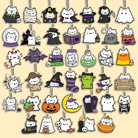 Funny Cat Character Keychain Student Women's Bag Cute Things For Best Friends Wholesale Gifts Kitty Halloween Pumpkin Ghost