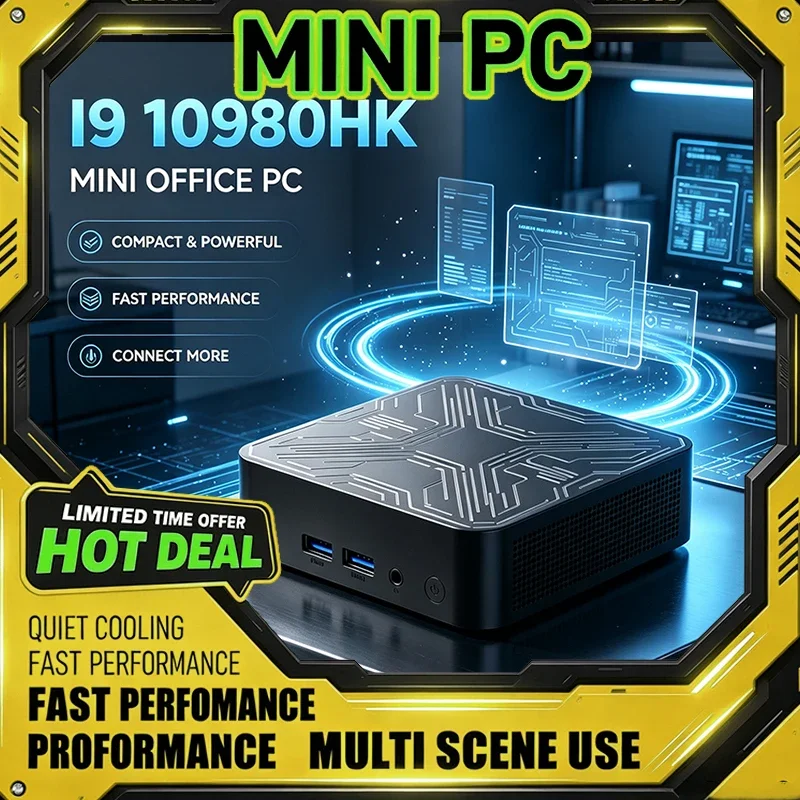 Mini PC Intel I9-10980HK Processor High Performance Desktop Computer Multiple Interfaces Windows 11 for Office Home Gaming