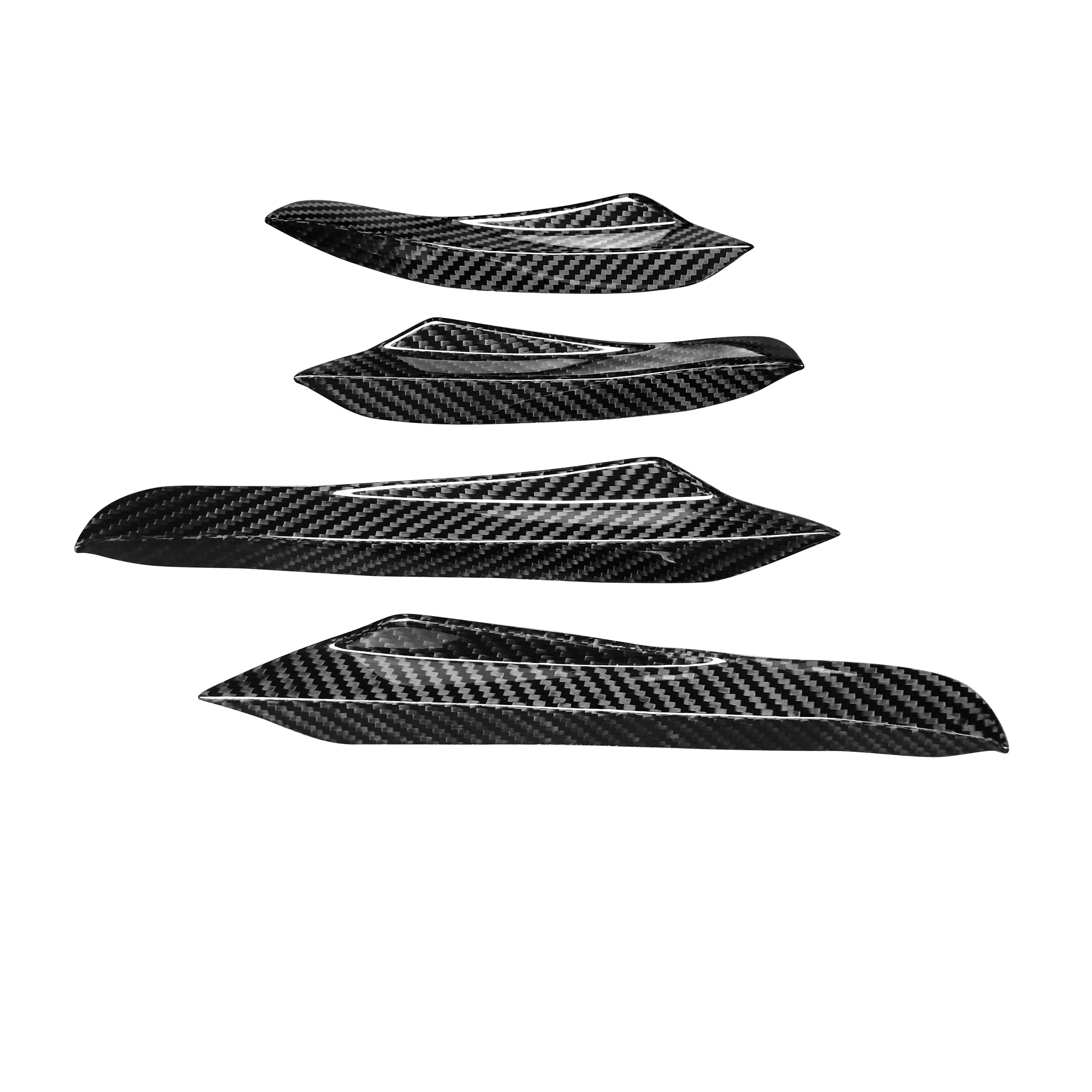 4Pcs Carbon Fiber Front Bumper Spoiler Fog Lamp Cover Air Knife Splitter Body Kit For BMW 3 Series G20 G28 2020 2021 2022