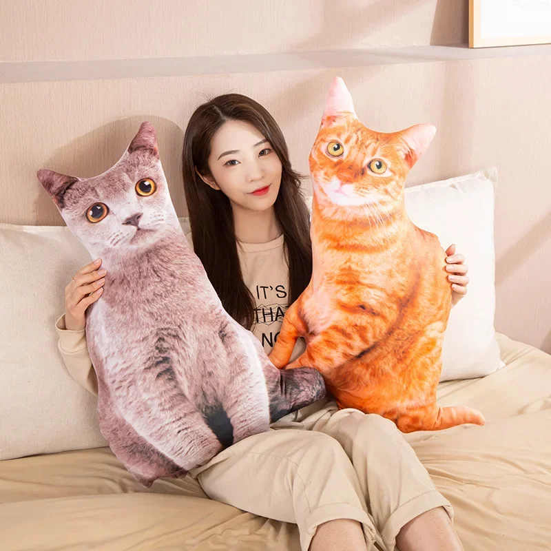Simulation Cats Plush Sleeping Pillows Soft Stuffed Animals Cushion Sofa Decor Cartoon Plush Toys for Children Kids Cute Gift