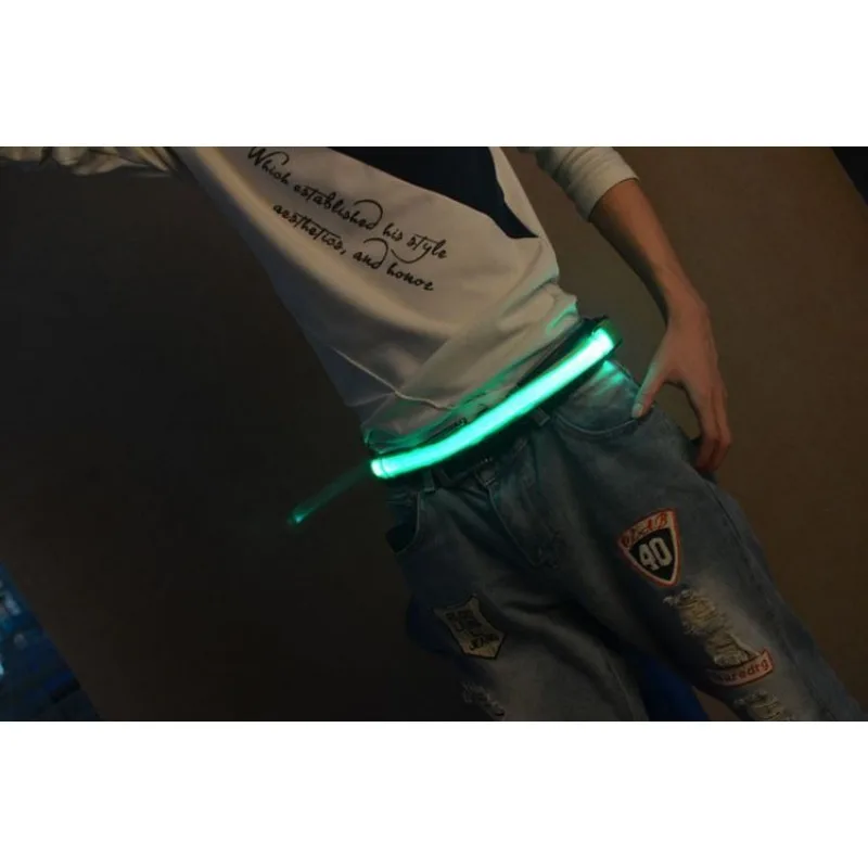 充電式LEDグローベルト ランニング安全ライト 反射式ナイトジョギングウエストバンド フラッシュ警告 可視性 アウトドアアクティビティ