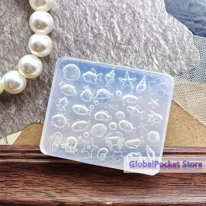 [TG823]1Pcs Summer Ocean Silicone Nail Mold Style 3D Gel Manicure Conch Seashell Starfish Reusable Stencils Supplies