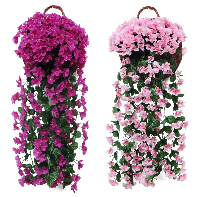 75CM Violet Artificial Flower Party Decoration Simulation Valentine S Day Wedding Wall Hanging Basket Flower Orchid Fake Flower