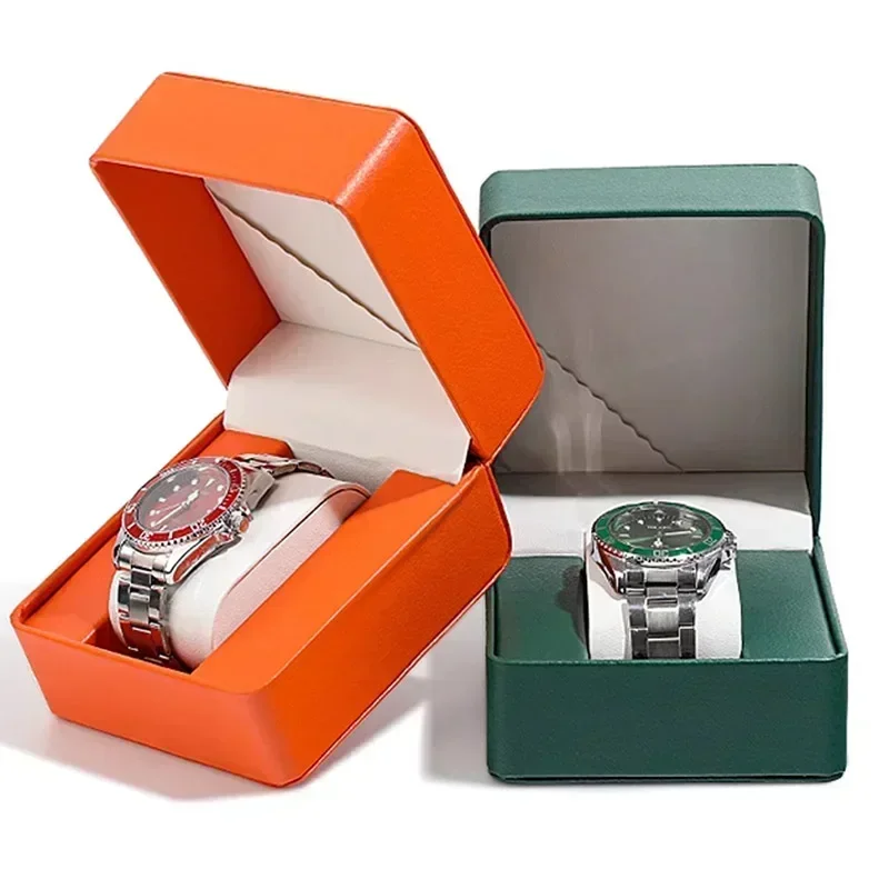 Watch Storage Box PU Leather Single Watch Display Case Wristwatch Holder Travel Jewelry Watch Organizer with Pillow for Men Gift image 6
