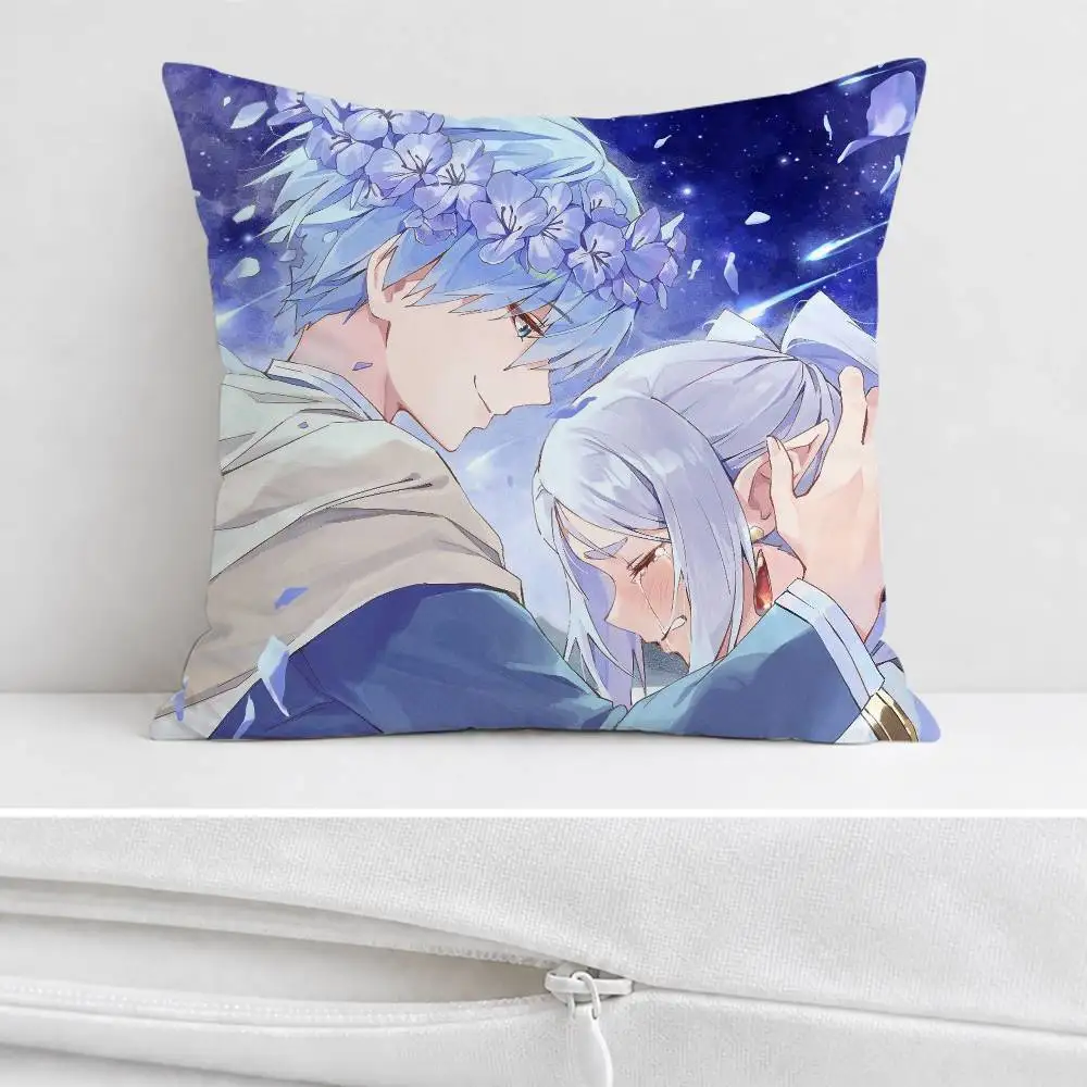 F-Frieren Beyond Journey's End Double-sided Printed Square Decorative Cushion Cover for Sofa Living Room Home Decor
