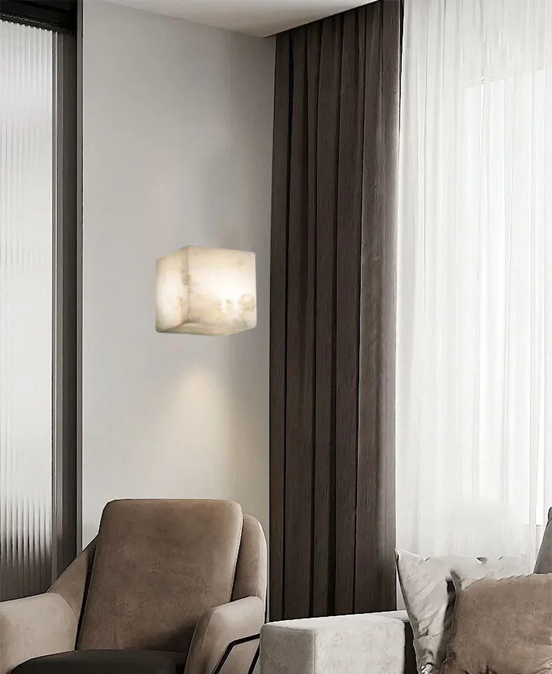 High-End Cube Natural Marble LED Wall Light