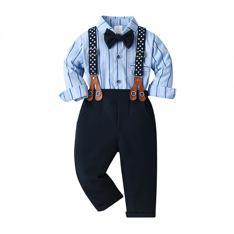 2 stücke einfache Kinder kleidung Overalls Kinder-Sets Baby kleidung Jungen streifen Frühling Herbst Stile Jungen Herbst kleidung
