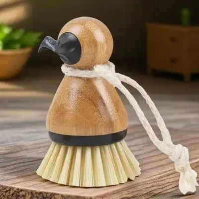 

Household Fruit Kitchen Vegetable Cleaning Brush Bamboo Handle Brush Vertical Bowl Cleaner Dirt Remover Practical Long Life