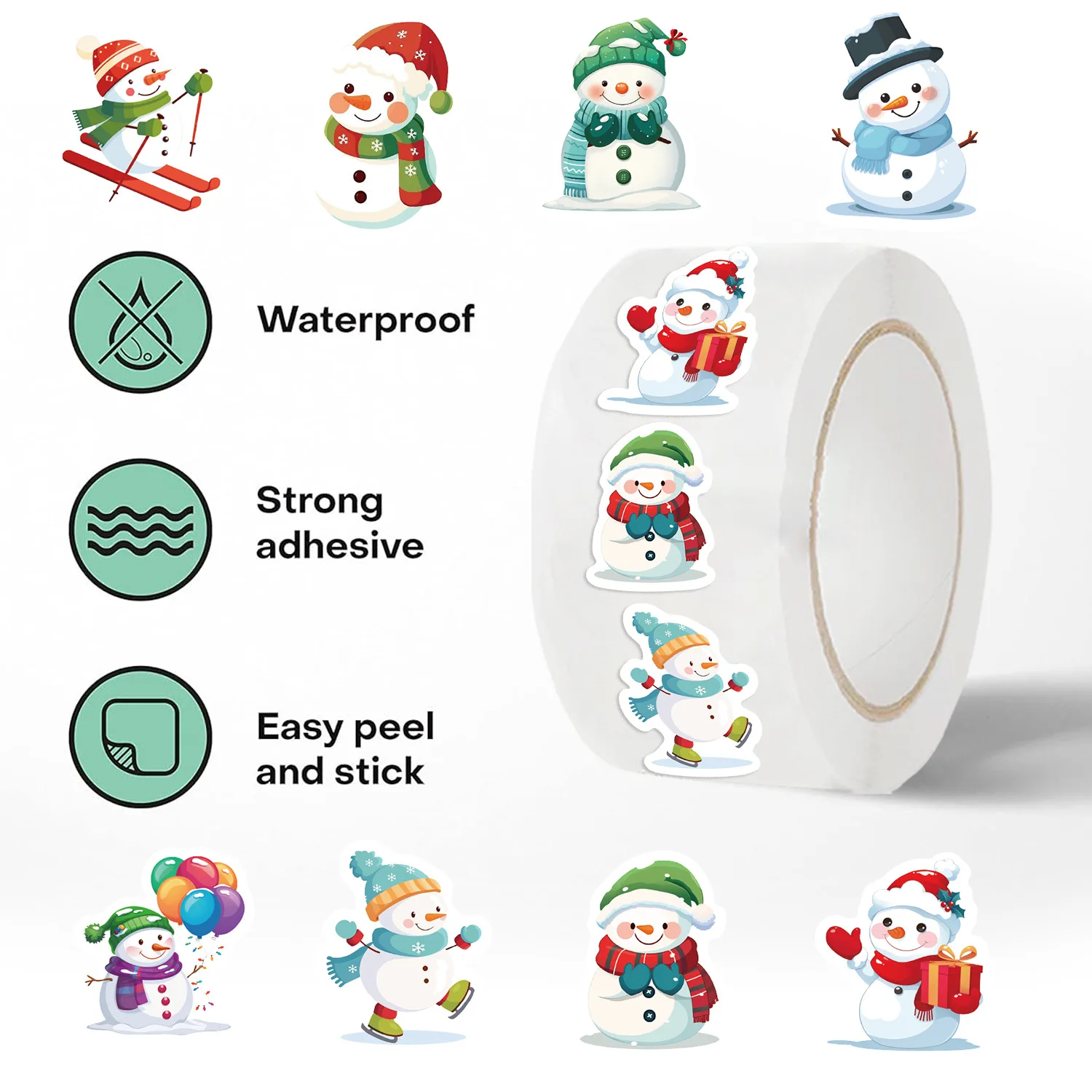 500 قطعة عيد الميلاد الجديد لفة ملصقات عيد الميلاد ثلج DIY بها بنفسك الأمتعة دفتر الكتابة على الجدران Handaccount المهرجانات هدية الديكور ملصق مائي #3