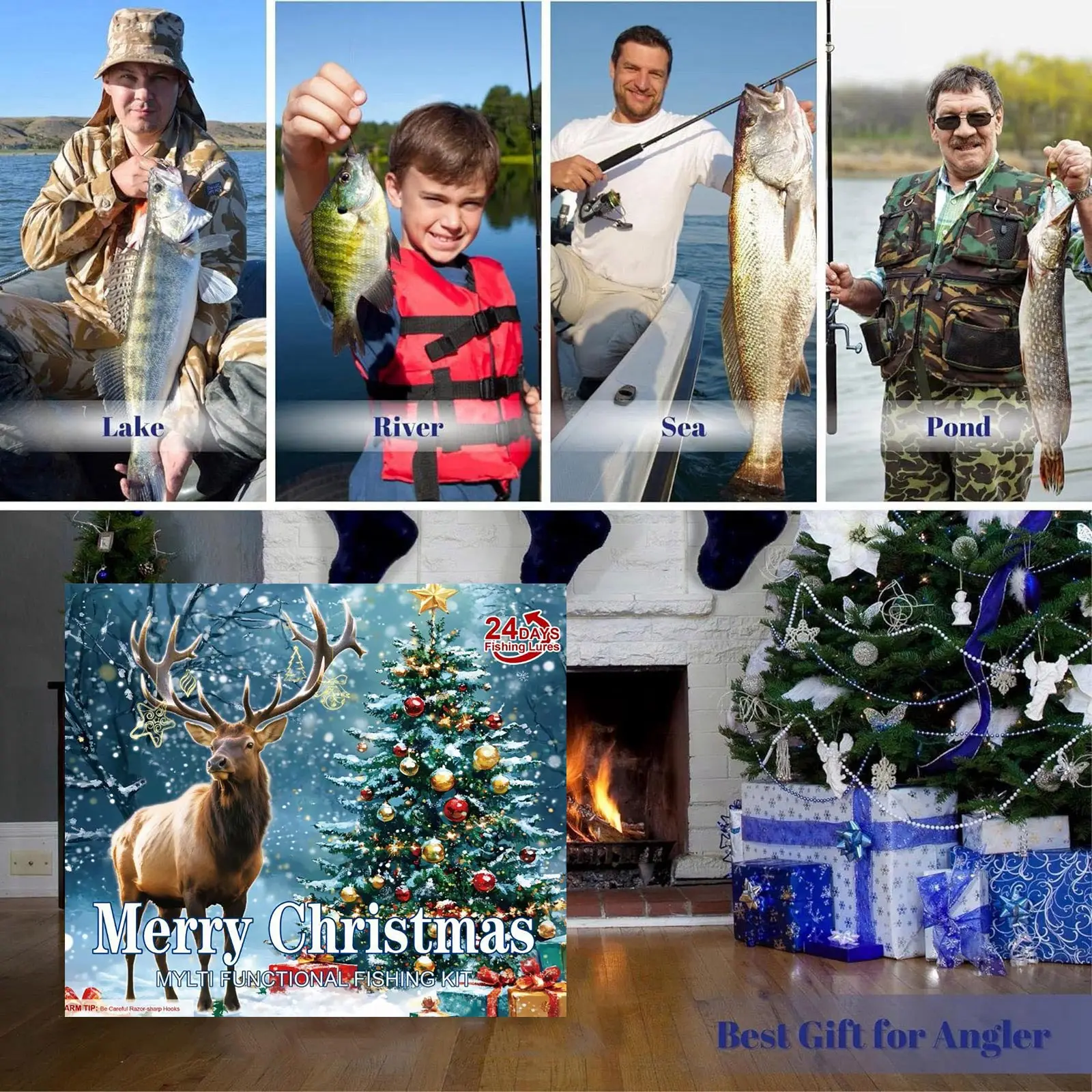 Batterie Powe couronne avec minuterie pêche calendrier de l'avent 2025 adultes hommes adolescents garçons 24 jours lunettes d'heure de noël 60 Minutes