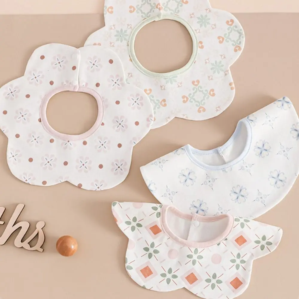 

Cute Waterproof Baby Cotton Bibs Round Neck Flower Shape Baby Drooling Bibs Princess INS Saliva Towel Cloths Feeding Accessories