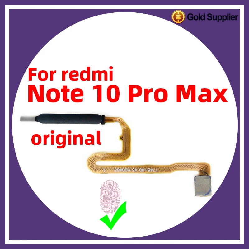 Original For Xiaomi redmi Note 10 pro max Fingerprint Sensor Home Return Key Menu Power Button Flex Ribbon Cable