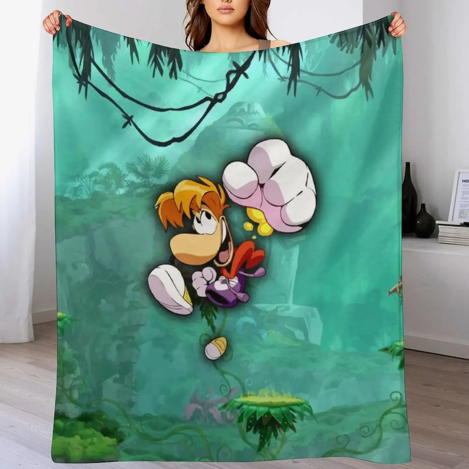 Rayman Jumping Background Throw Blanket Sofas Decorative Sofa Bed linens Blankets