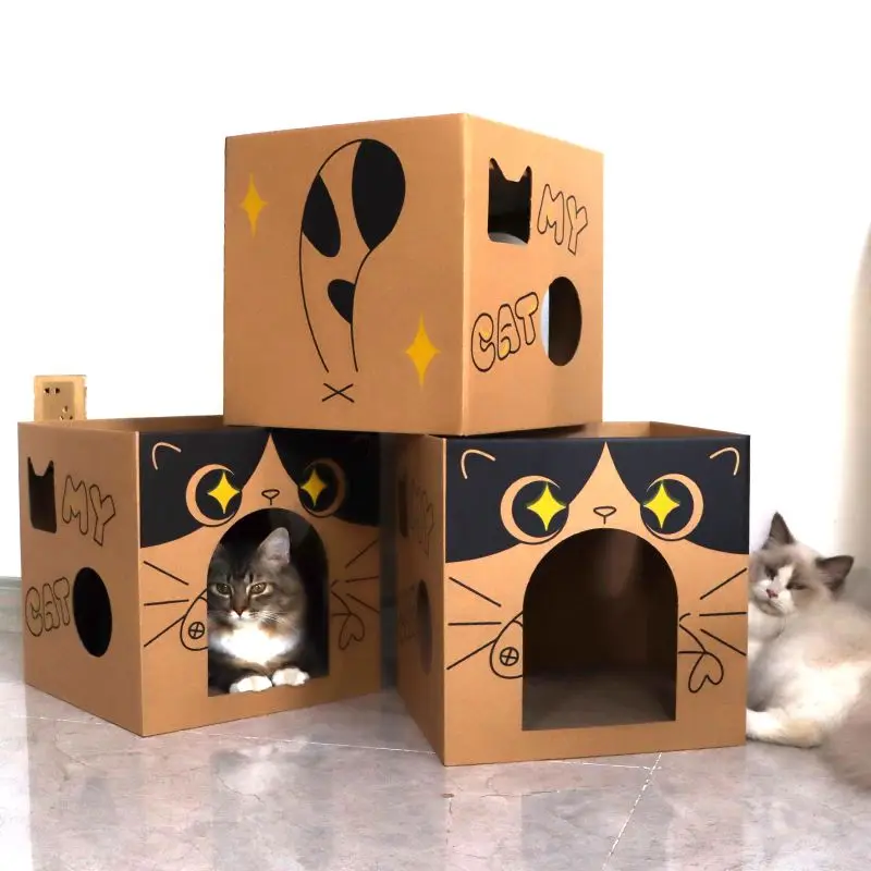 

Corrugated Cat Nest Sleeping Nest One Multi-Functional Four Seasons General Purpose Cat Nest Sleeping Carton Cat Nest