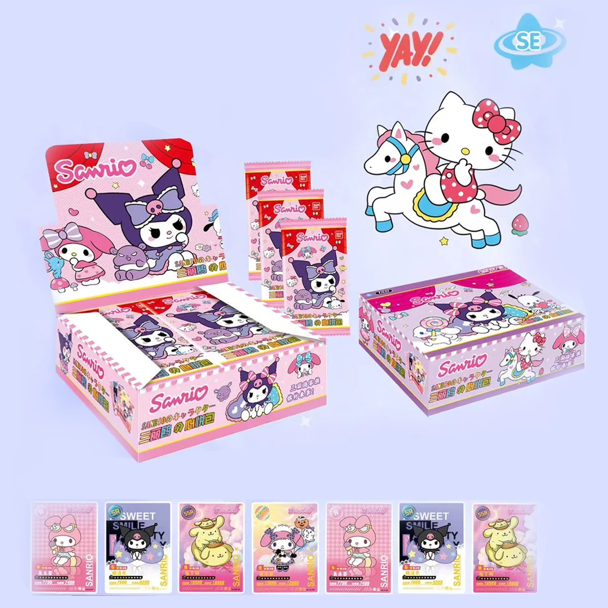 Sanrio Hello Kitty Collectible Cards 2025 New Kawaii Kuromi Melody Cinnamoroll Cartoon Shining Game Trading Cards Children Gifts