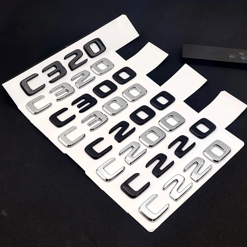 3d ABS Logo C 200 220 300 C200 C220 C300 C320 Emblem Letters Sticker Car Trunk Badge For Accessories