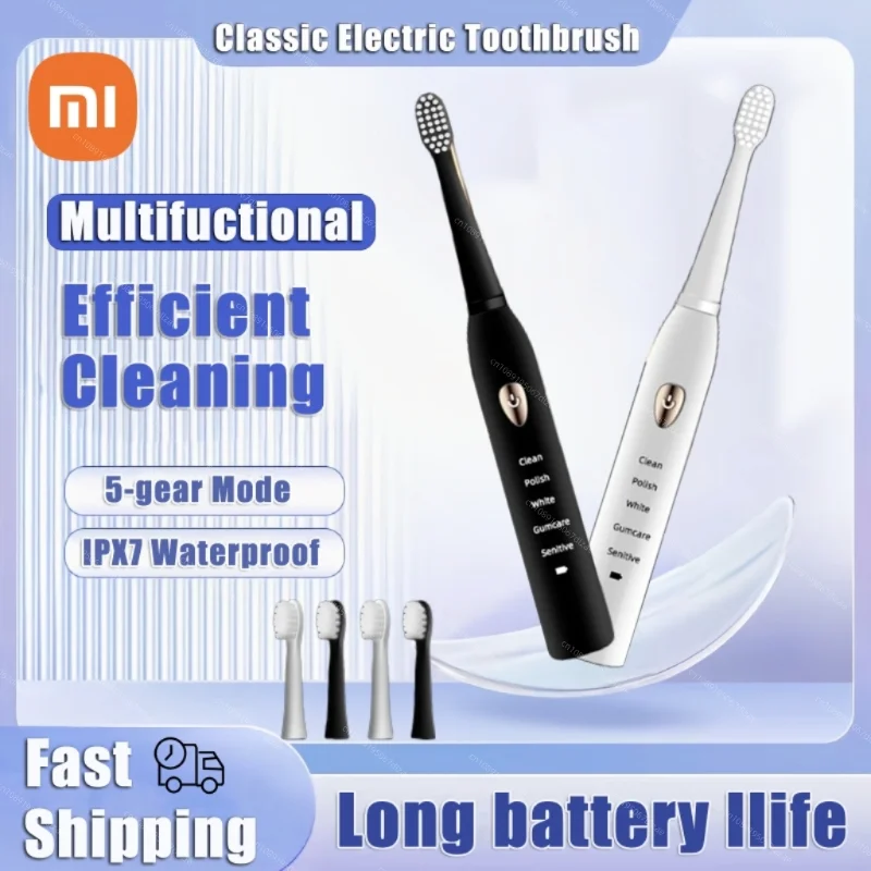 Xiaomi Sonic Electric Toothbrush 5-gear Modes USB Charging IPX7 Waterproof Ultrasonic Rechargeable Soft Hair Adult Toothbrush