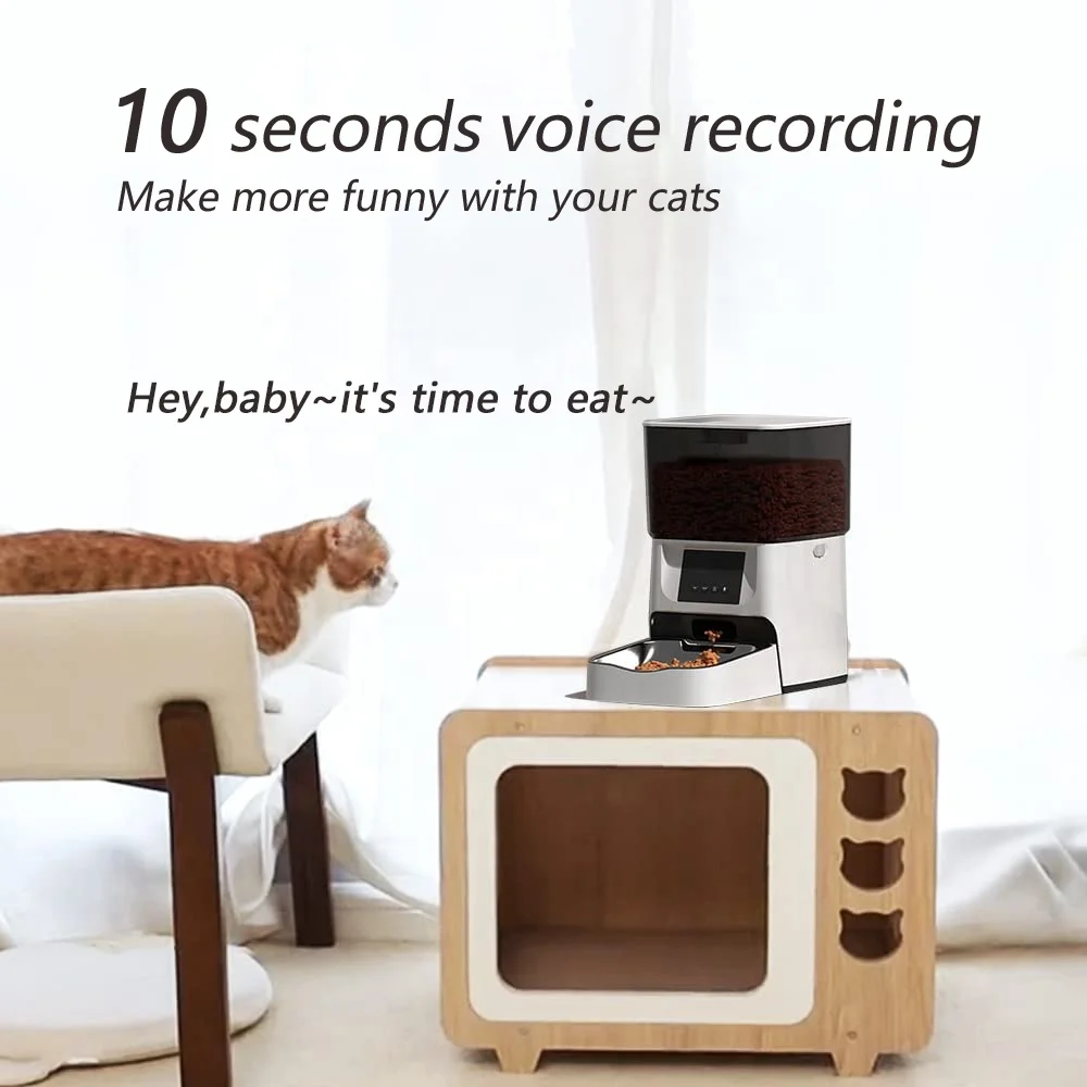 تصميم مضاد للكتلة 4L وحدة تغذية الحيوانات الأليفة الأوتوماتيكية تطبيق جوال التحكم عن بعد التفاعل الصوتي وحدة تغذية الحيوانات الأليفة