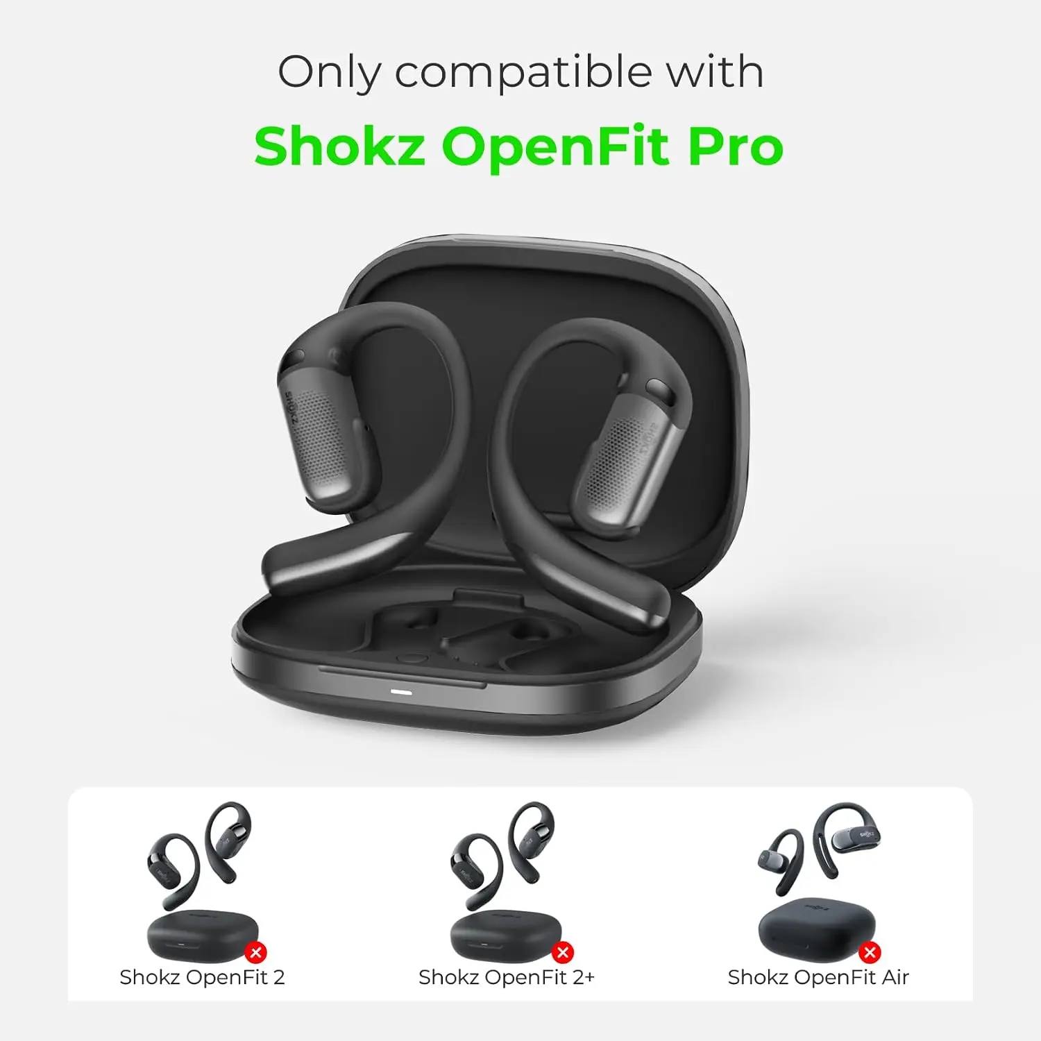 Cover for SHOKZ OpenFit Pro Case, One Piece Protective Scratch Flexible Resistant Case with Carabiner