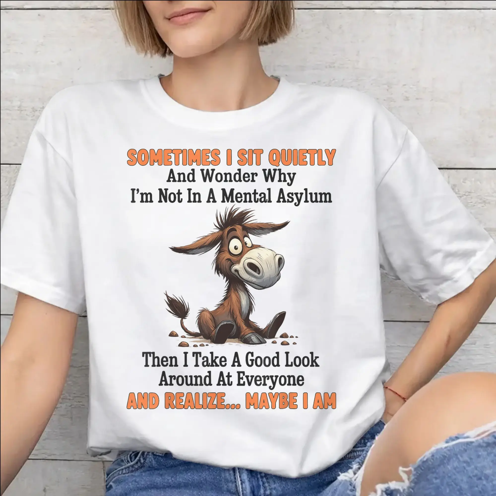 Men Women Fashion Sometimes I Sit Quietly  Tee T Shirt Cotton  T-shirts Clothing
