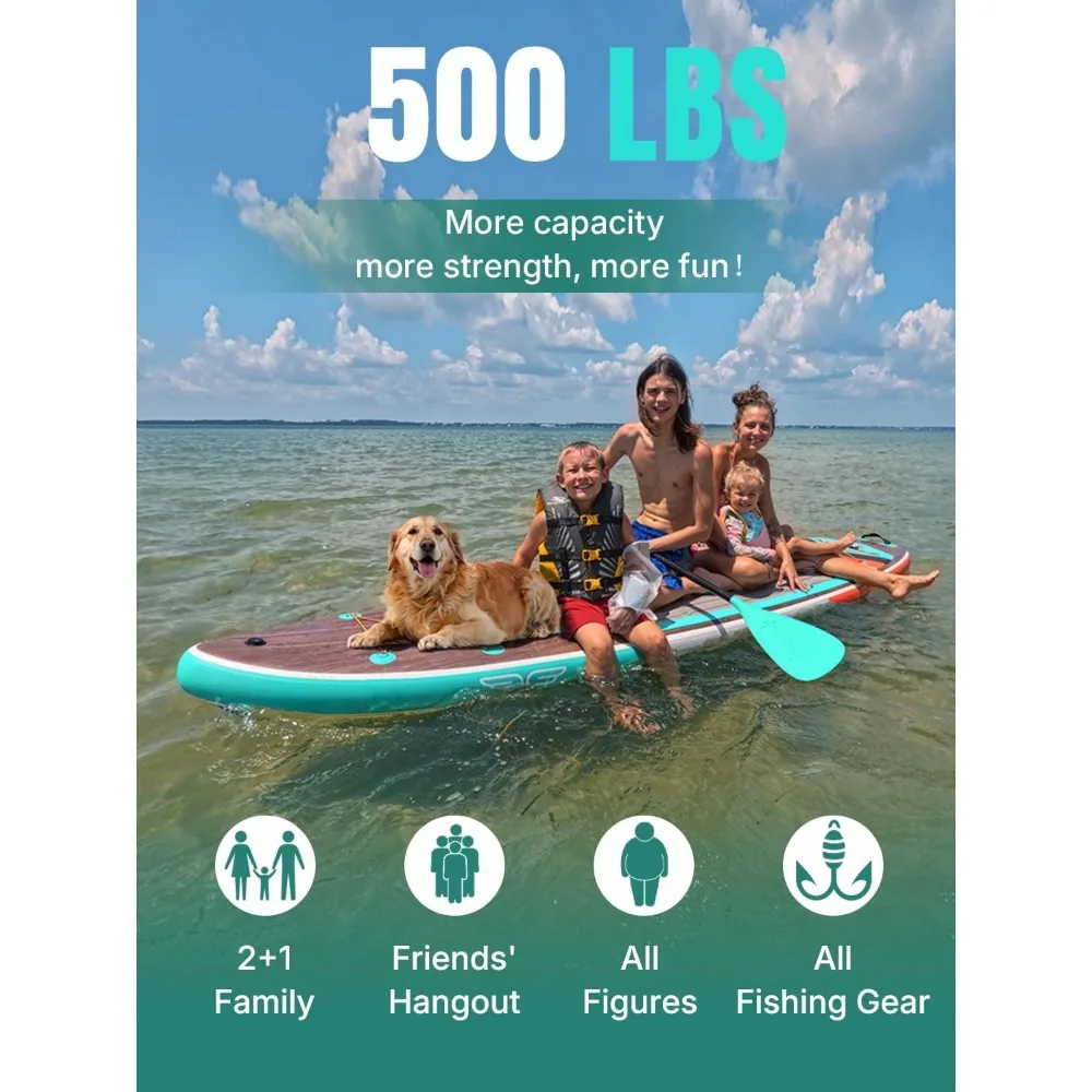 لوح مجداف كبير جدًا قابل للنفخ، SUP لشخصين/عائليين، لوح مجداف واقف مع حقيبة هاتف مقاومة للماء - ترقية جديدة