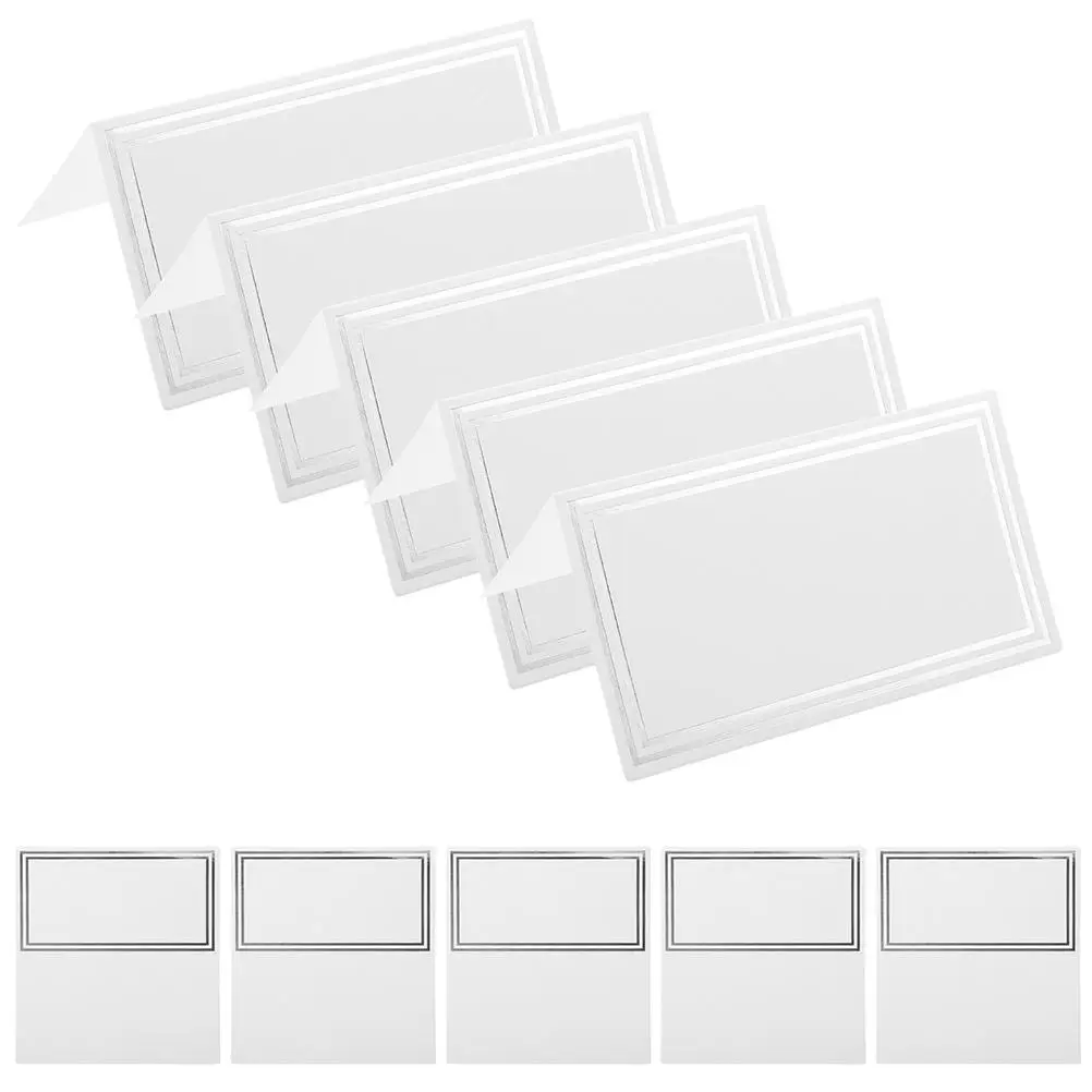 

100 шт. поздравительные открытки горячего тиснения и посеребренные настольные открытки для банкета, круглая бумага для обеденного места