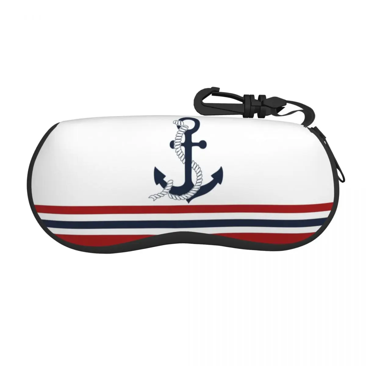 Custom Nautical Blue Anchors With Stripes Shell Glasses Case Travel Sailing Sailor Eyeglasses Case Sunglasses Protector Box