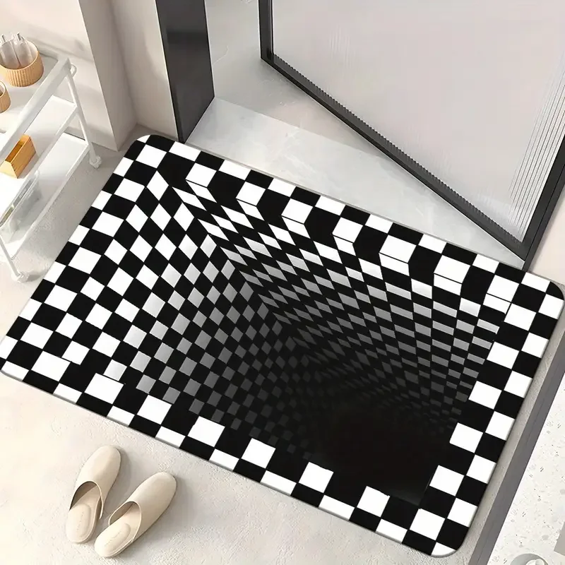 3D Optical Illusion Endless Abyss Doormat Non-Slip Door Mat Machine Washable for Bathroom Bedroom Camping Yoga Durable Floor Mat