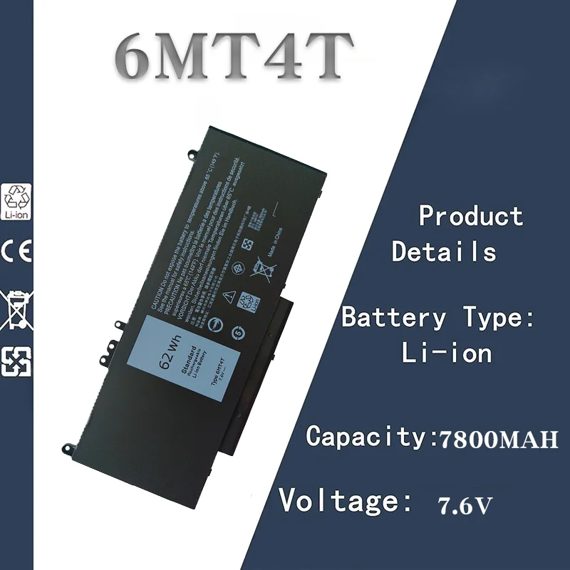 

Аккумулятор для ноутбука Dell Latitude E5470 E5570 для 6MT4T 7V69Y TXF9M и E5250/E5450 | Аккумулятор для ноутбука большой емкости 7,6 В, 7800 мАч