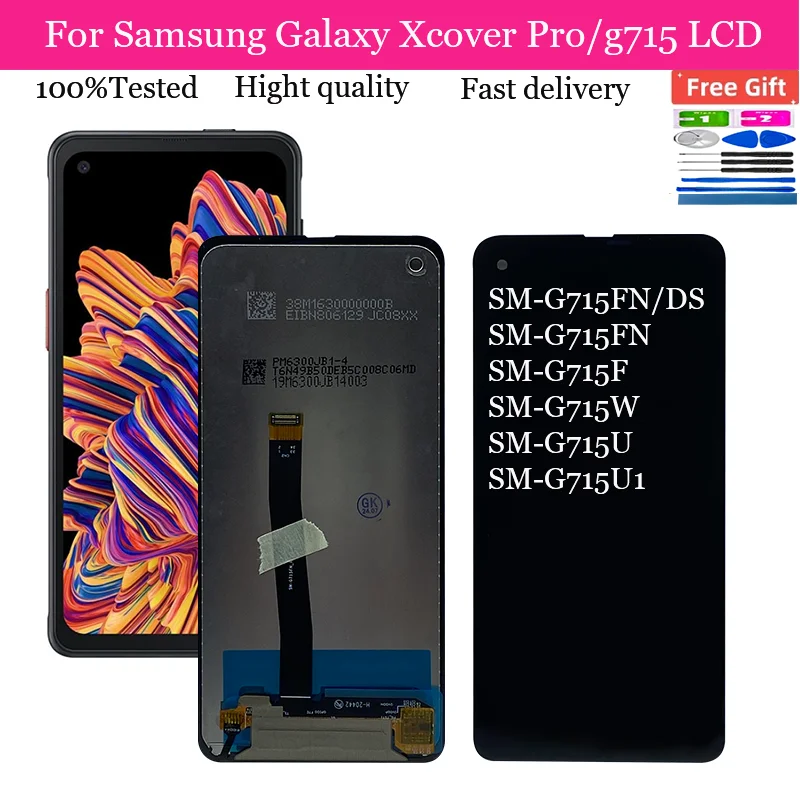 For Samsung Galaxy X Cover Pro G715FN LCD Display Touch Screen Digitizer Assembly Xcover Pro G715F G715U