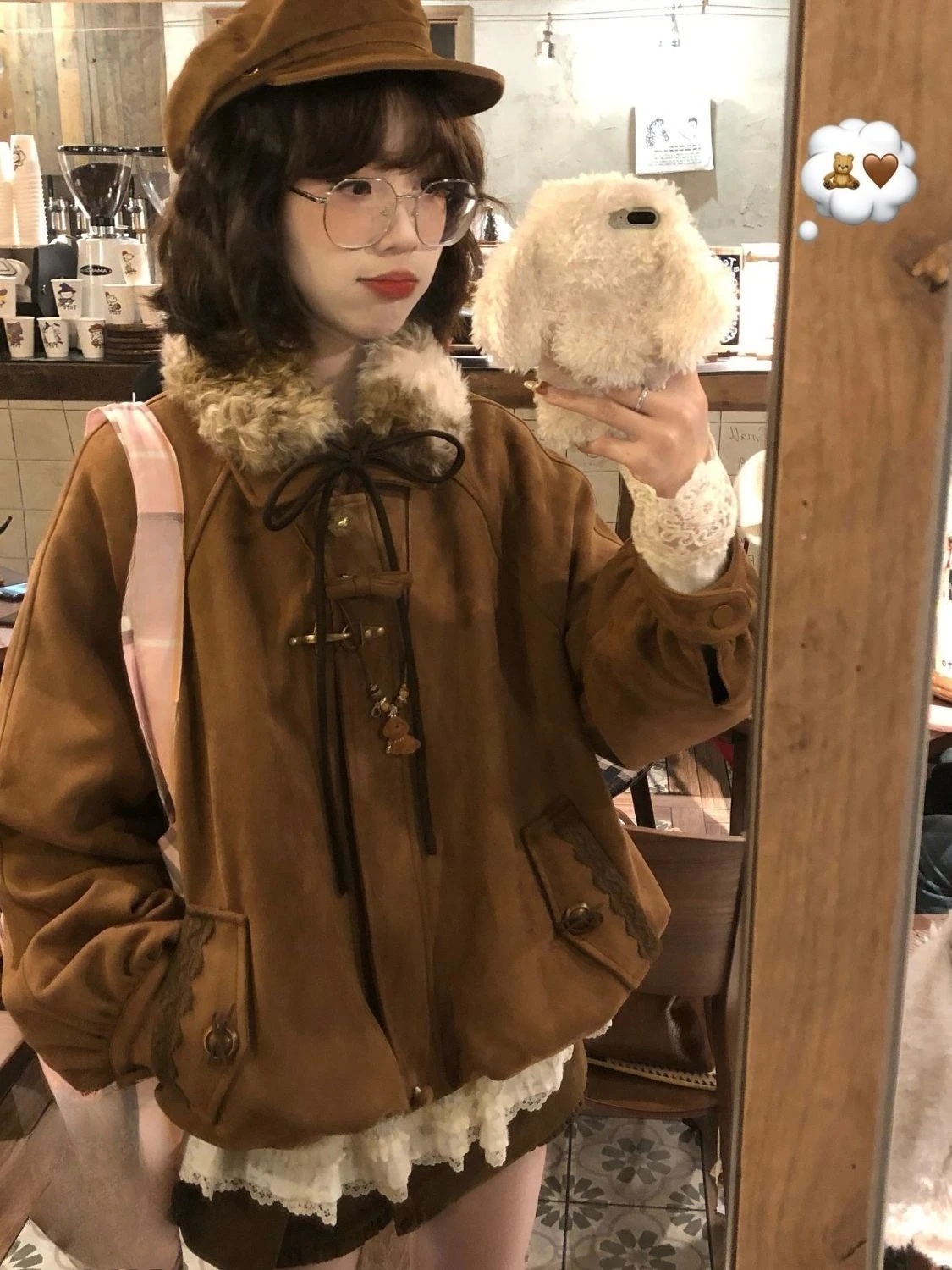 American Vintage fausse fourrure laine veste à glissière à capuche femmes pardessus à capuche Vintage Y2k manteaux Ropa décontracté mode sweat