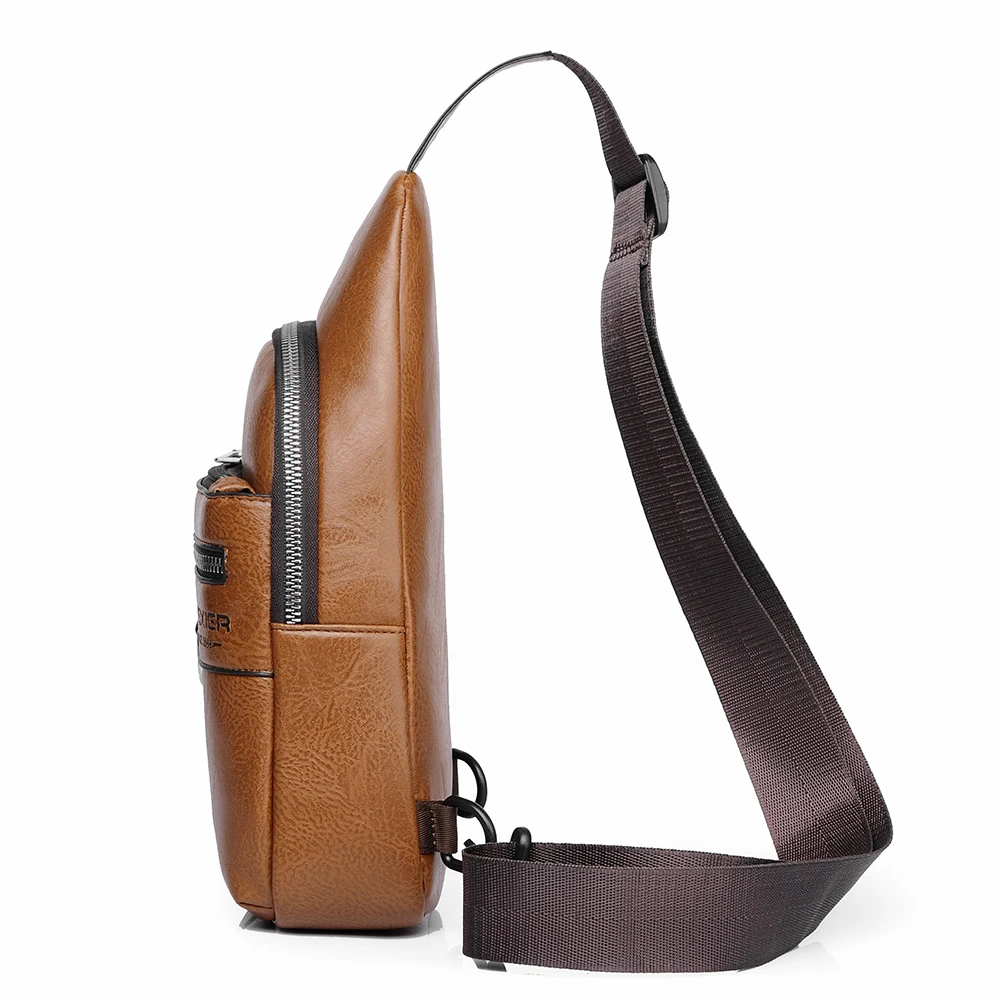 حقيبة كتف مفردة من جلد البولي يوريثان كاجوال للرجال، حقيبة كروس للترفيه الأنيق