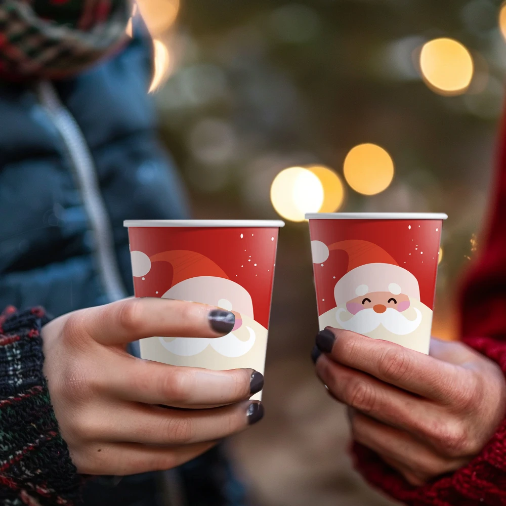 50 قطعة، أكواب ورقية للاستعمال مرة واحدة لعيد الميلاد، أكواب صديقة للبيئة 9 أونصة/250 مل، أكواب للشرب للاستعمال مرة واحدة، أكواب القهوة، أكواب الشرب، أكواب الطاولة #5