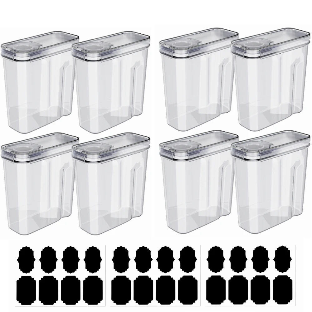 4-delige/8-delige/12-delige 4L opbergset, afsluitbare voedselbewaarbox, ontbijtgranen, snoep, gedroogde producten, luchtdichte ontbijtgranen bewaardoos, transparant