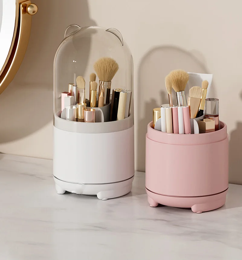 360 Rotating Makeup Organizer Desktop Makeup Holder Cosmetic Storage Box Make Up Tools Lipstick Eyebrow Pencil Holder Supplies