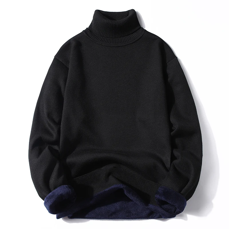 M-3XL Mens Thick Turtle Neck Jumpers Polo High Neck Roll Up Fleece Sweater Plain Color Long Sleeve Pullover Winter Clothing Tops