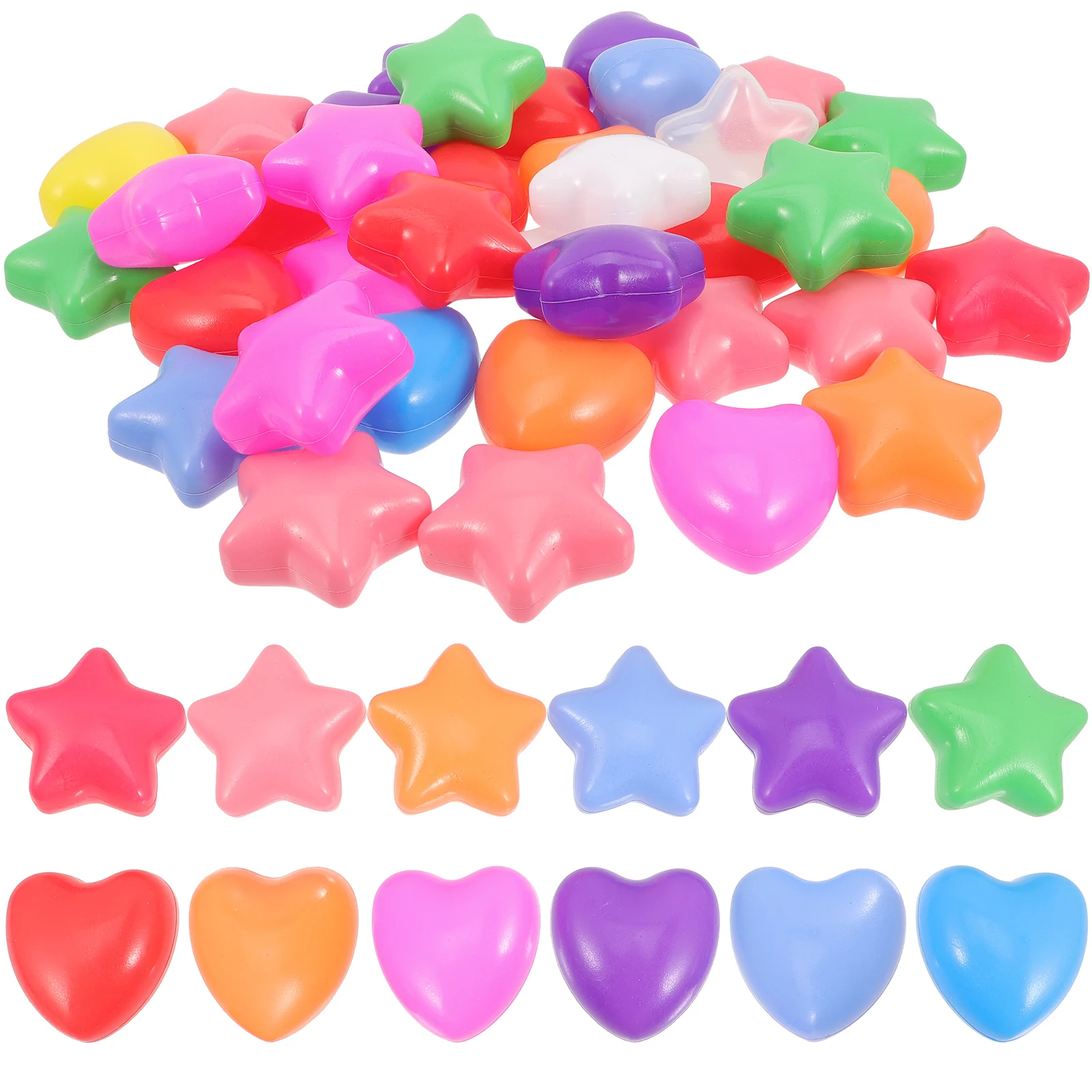 100Pcs Heart-Shaped Play Balls Creative Ocean Balls Star-Shaped Swimming Toys Colorful Pool Balls Funny Play Balls Ocean Balls