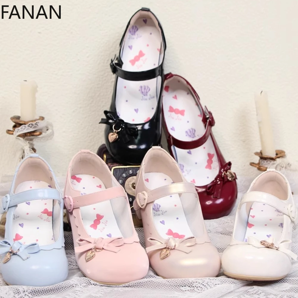 Lolita Mid-Heel Women's Shoes Sweet Cute Chunky Heel Platform Summer Pumps Pink Elegant Princess Pumps Japanese Original
