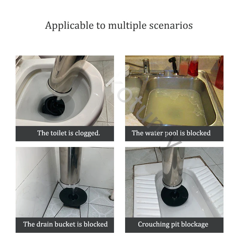 Draga manuale per tubi Attrezzatura per dragaggio pneumatico Strumento per dragaggio di tubi intasati per WC da cucina