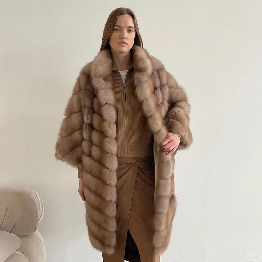 

Fox Fur Jackets With Lapel Real Fox Fur Coats Women 2024 New Style Fashion Fox Fur Jacket Women