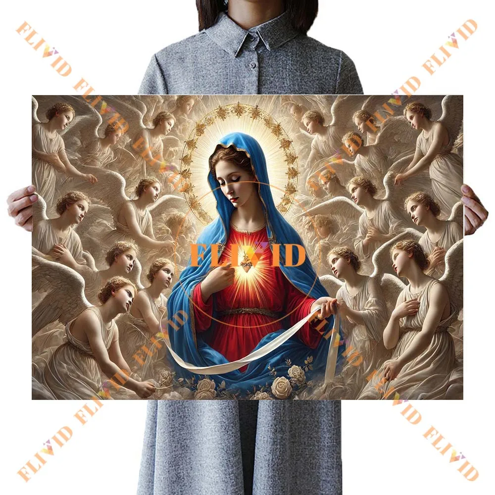 الدين مريم العذراء المسيحية يسوع ملصق جدار صور لغرفة الكنيسة ديكور جدار الفن قماش اللوحة غير المؤطرة