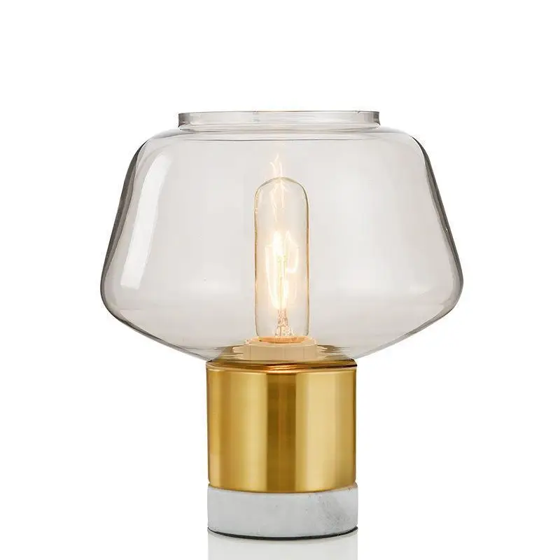

Modern marble glass Nordic light luxury simple creative study living room bedroom mushroom decoration bedside table lamp