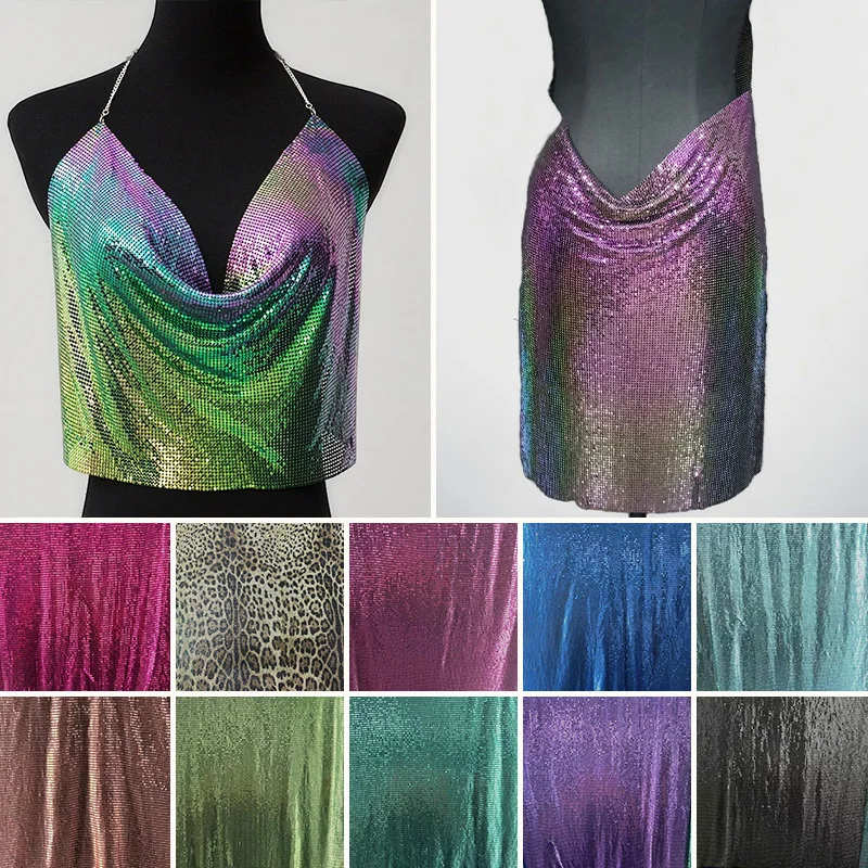 

3mm 45x150cm Colorful Aluminum Mesh Metal Sequin Fabric Soft Flexible DIY Clothing Fabric for DIY Dress Bags Clothes
