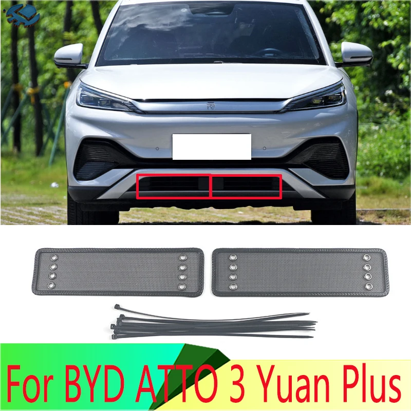 Middle Screening Mesh Front Grille Mesh For BYD ATTO 3 Yuan Plus 2022 2023 Front Grille Net Cover Stainless steel Accessories